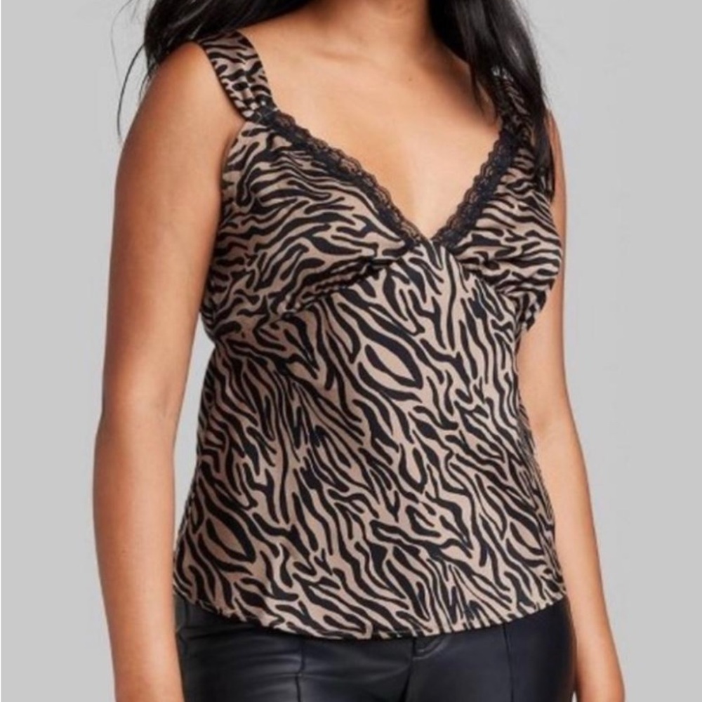 Wild Fable Zebra Print Camisole with Lace Trim
